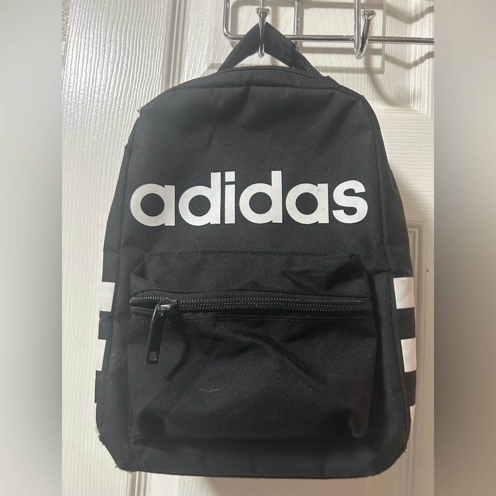 Adidas mini black backpack lunch bag with white logo #adidas #backpack